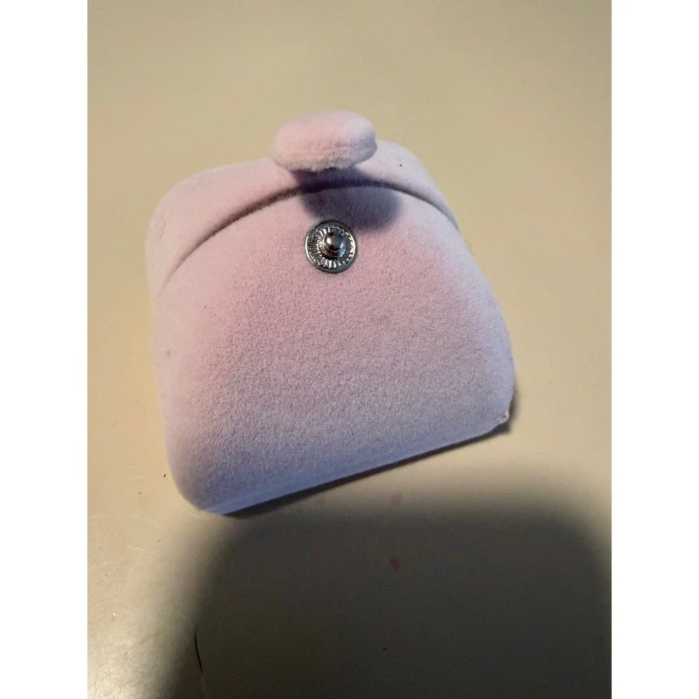 Pink Velvet Jewelry Box Snap Closure Ring Earring Travel Gift Case Square Pink